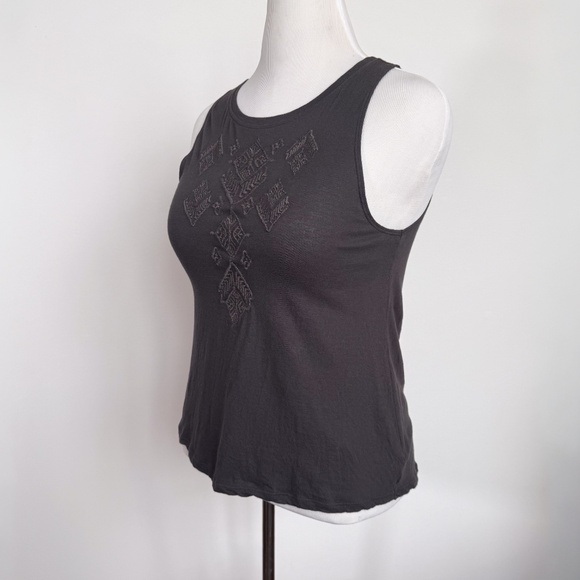 Billabong Small Petite dark gray Aztec embroidered California bohemian tank top - Picture 9 of 13